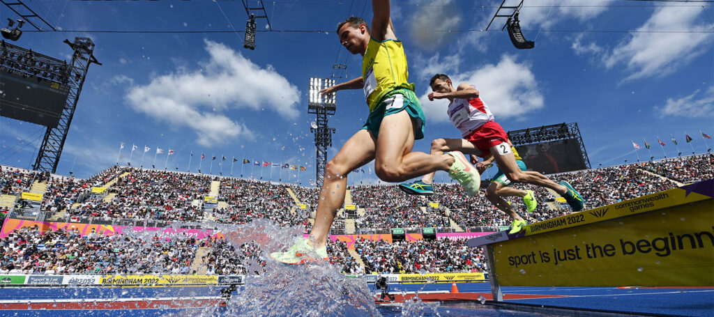 Athletes competing at Birmingham 2022 Commonwealth Games. Overlay provided by GL events UK