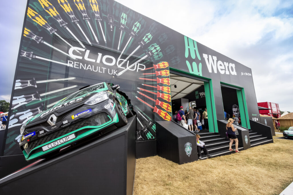 Branded temporary structure at Goodwood Festival of Speed. Supplied by GL events UK