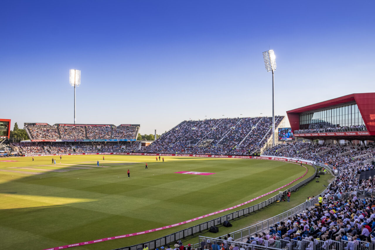 Additional temporary seating at Lancashire County Cricket Club, provided by GL events UK