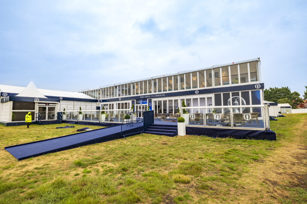 Ramp entrance to the hospitality structure at The Open Golf tournament. Supplied by GL events UK