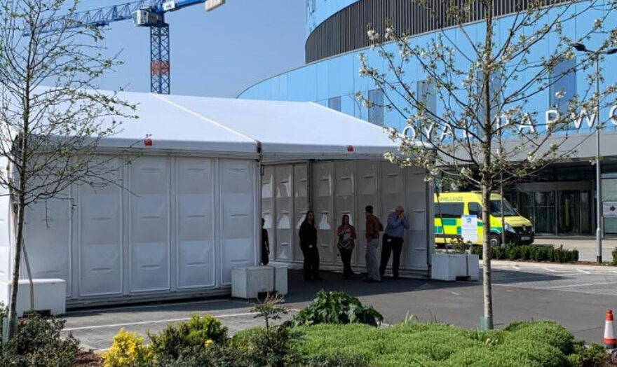 Temporary structure at Royal Papworth hospital, provided by GL events UK