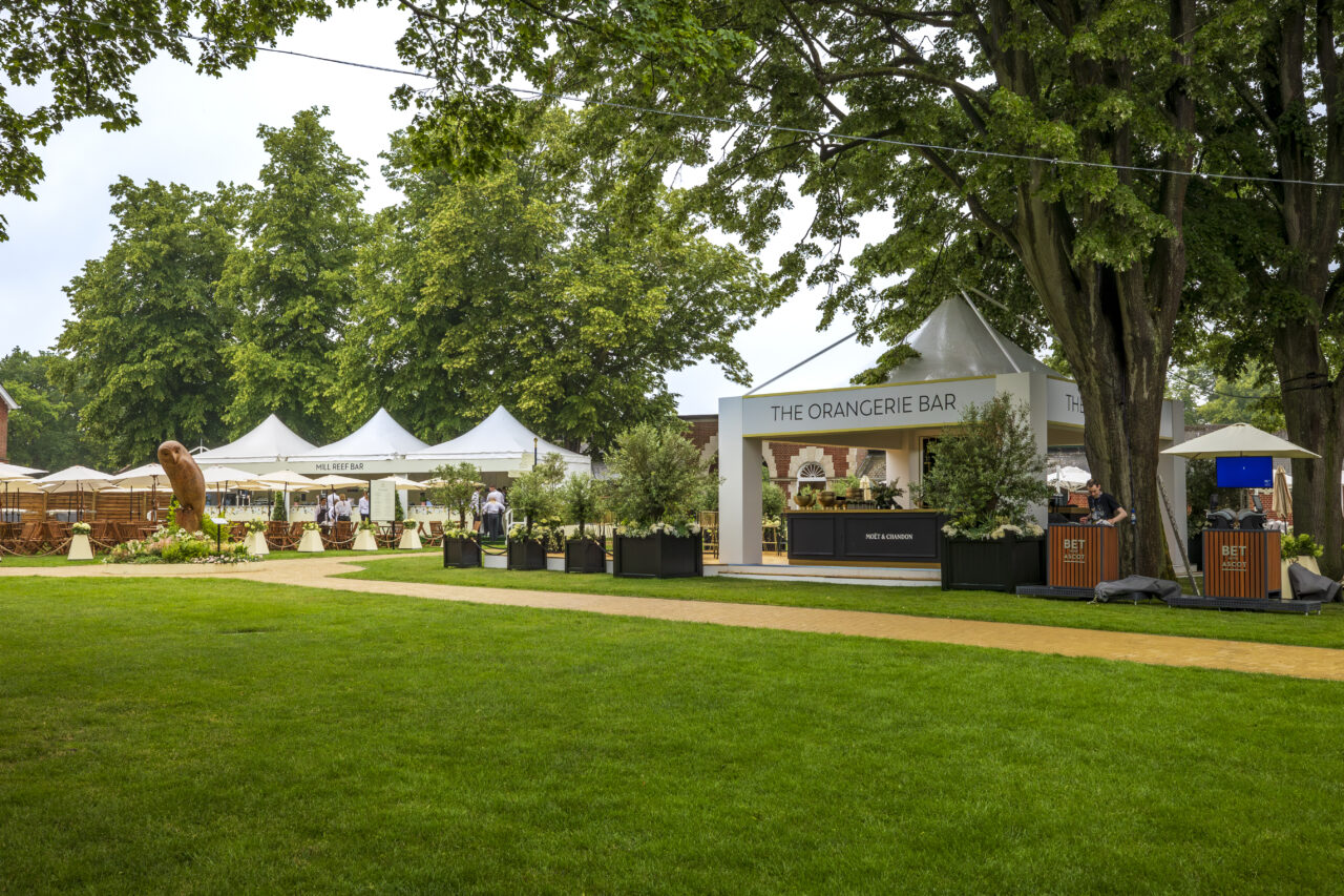 Orangerie bar inside a pagoda structure at Royal Ascot 2023