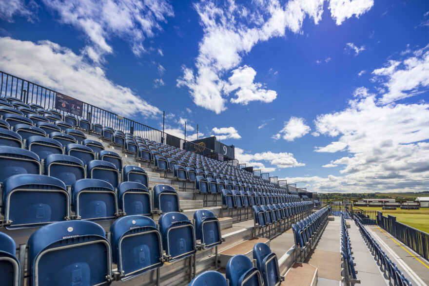 camera platform built into temporary grandstand, supplied by GL events UK