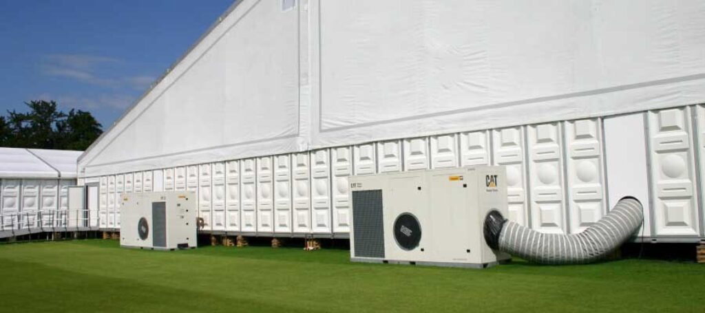 HVAC for temporary event structure. Supplied by GL events UK